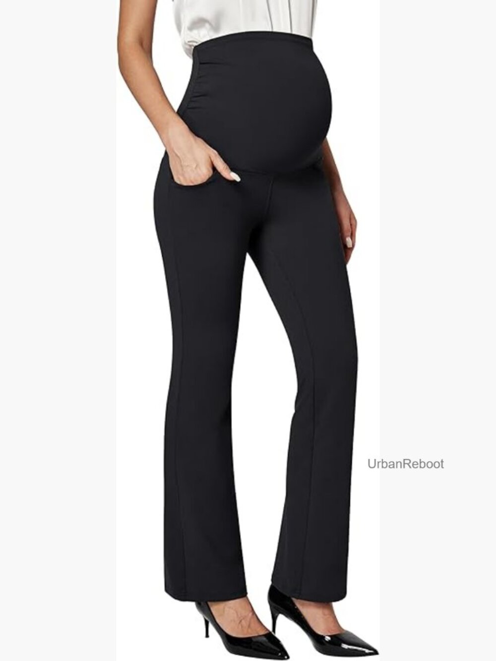 Maternity Bootcut Work Pants with Pockets High Rise Stretchy Slacks